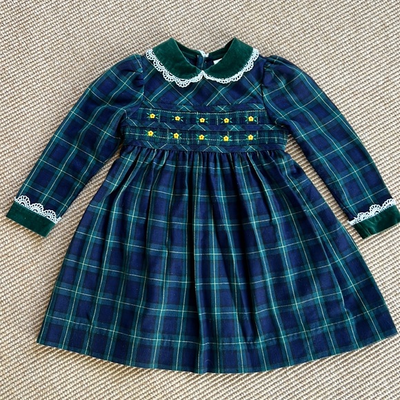 Sweet Vintage Smocked, Embroidered Plaid Dress - Picture 7 of 7